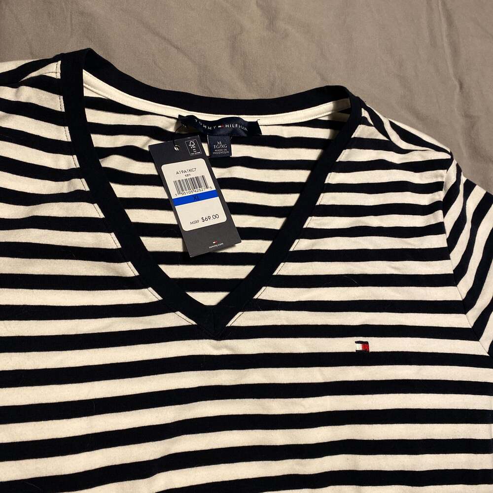 Ladies Tommy Hilfiger Striped Dress Navy-White